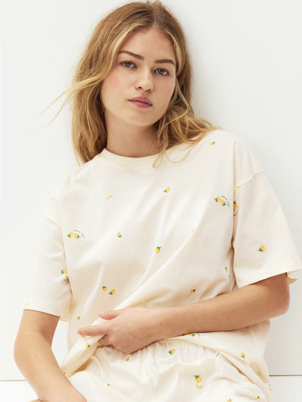 NWOT H&M Organic Cotton Lemon Print Pajama Set size Medium - Picture 2 of 8